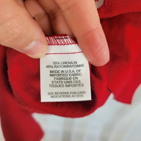 Vintage‎ Talbots Linen Blend Button Front Midi Dress Red Size 6 Petite Lagenlook - Picture 5 of 10